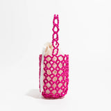 Small Bucket Tote Bag Women Beaded Handbags Solid