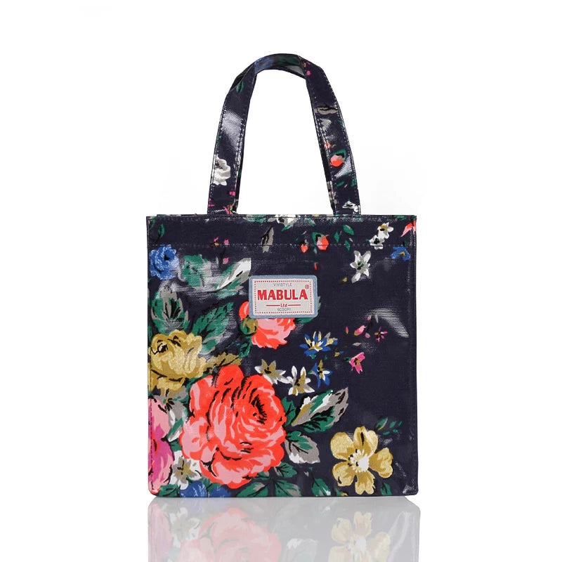 Boho Flower Print Women PVC Shopping Bag Eco Friendly Reusable Tote Handba