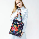 Boho Flower Print Women PVC Shopping Bag Eco Friendly Reusable Tote Handba