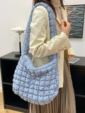 Quilted Down Padded Shoulder Bag Large Capacity Women Tote Handbag
