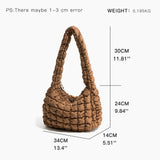 Quilted Down Padded Shoulder Bag Large Capacity Women Tote Handbag