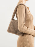 Faux Fur Shoulder Bag for Women Hobo Purse Top Handle Handbag