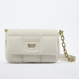 Quilted Soft Leather Women Shoulder Bags Padded Phone Purse Flap Tote Handbags