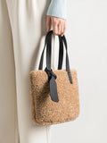 Faux Fur Small Phone Purses Women Mini Tote Bag Vintage Brown Handbags