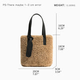 Faux Fur Small Phone Purses Women Mini Tote Bag Vintage Brown Handbags