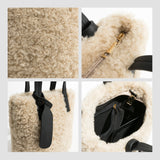 Faux Fur Small Phone Purses Women Mini Tote Bag Vintage Brown Handbags