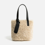 Faux Fur Small Phone Purses Women Mini Tote Bag Vintage Brown Handbags