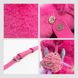 Faux Fur Small Tote Bag With Monster Top Handle Handbag