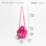 Faux Fur Small Tote Bag With Monster Top Handle Handbag