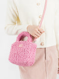 Faux Fur Small Bucket Bag Top Handle Crossbody Purse