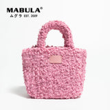 Faux Fur Small Bucket Bag Top Handle Crossbody Purse