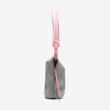 Gray/Pink PU Leather Shoulder Bag for Women Adjustable Strap Hobo Purse