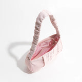 Half Moon Nylon Underarm Shoulder Bag Tote Handbag with Ruched Handle