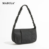 Half Moon Nylon Underarm Shoulder Bag Tote Handbag with Ruched Handle