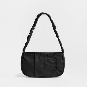 Half Moon Nylon Underarm Shoulder Bag Tote Handbag with Ruched Handle
