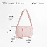 Half Moon Nylon Underarm Shoulder Bag Tote Handbag with Ruched Handle