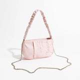 Half Moon Nylon Underarm Shoulder Bag Tote Handbag with Ruched Handle