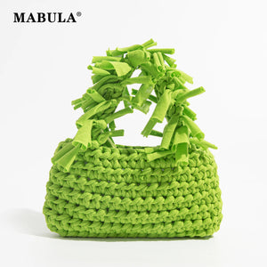 Handwoven Small Tote Bags Tassel Handle Handbags For Women Cotton Knitting