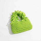 Handwoven Small Tote Bags Tassel Handle Handbags For Women Cotton Knitting