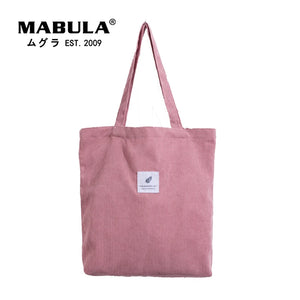 Casual Corduroy Tote Bag Soft Shopping Handbag for Women
