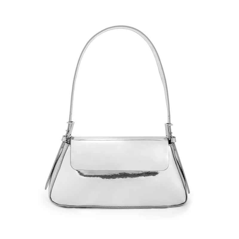 Silver Underarm Shoulder Bags Women Small Tote Bag Female Soft Leather Handbags