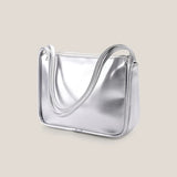 Silver Stylish Women Shoulder Bags Double Strap Small Tote Handbags Soft Leather