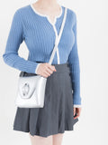 Small Silver PU Women Crossbody Bag Mini Saddle Shoulder Phone Purse