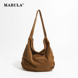 Brown Corduroy Women Shoulder Hobo Bag Lightweight Crossbody Purse