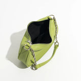 Soft Leather Women Shoulder Bags With Chain Phone Purse Half Moon Handbag