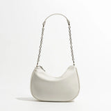 Soft Leather Women Shoulder Bags With Chain Phone Purse Half Moon Handbag