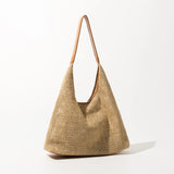 Beach Vacation Women Straw Bags Large Tote Shoulder Bag 2 Pcs Set