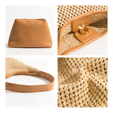 Beach Vacation Women Straw Bags Large Tote Shoulder Bag 2 Pcs Set