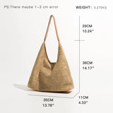 Beach Vacation Women Straw Bags Large Tote Shoulder Bag 2 Pcs Set