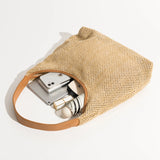 Beach Vacation Women Straw Bags Large Tote Shoulder Bag 2 Pcs Set