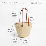 Summer Straw Woven Tote Bag Women Casual Shoulder Bags Khaki Vacation Beach Bag