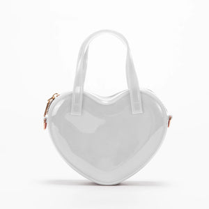 Waterproof Heart Shape PVC Tote Bag Top Handle Handbag