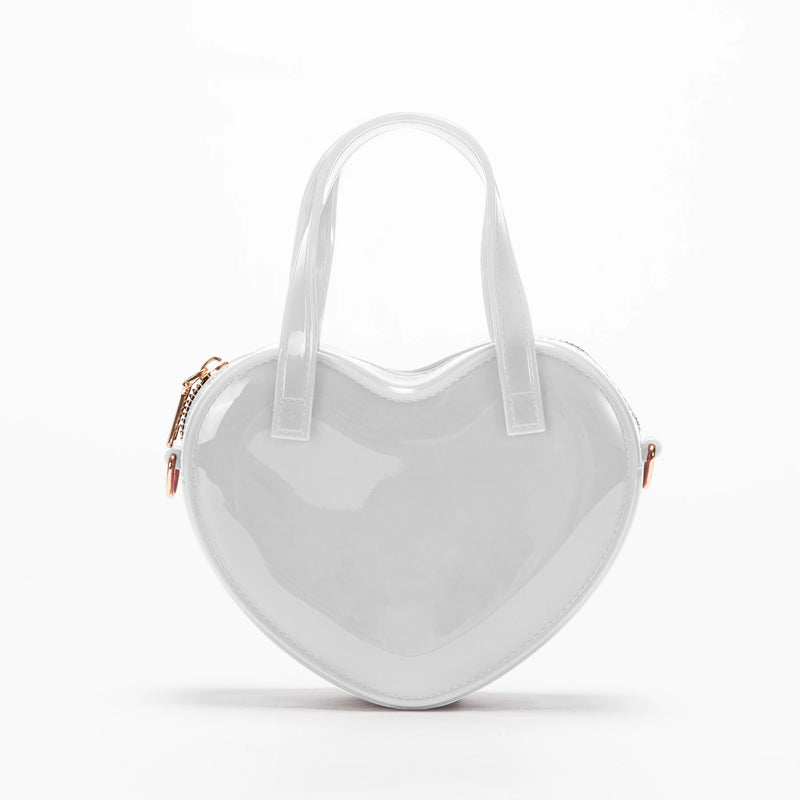 Waterproof Heart Shape PVC Tote Bag Top Handle Handbag