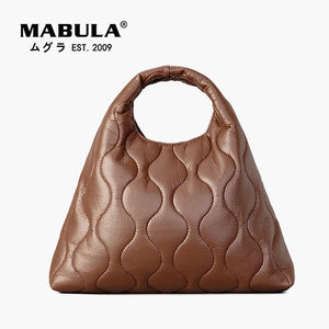 Women Soft Leather Quilted Shoulder Bag - Large Capacity Tote