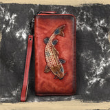 High End Women Long Wallet with Wrist Band Zipper Purse
