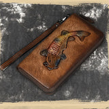High End Women Long Wallet with Wrist Band Zipper Purse