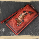 High End Women Long Wallet with Wrist Band Zipper Purse