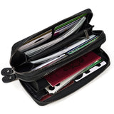 MAHEU Leather Long Purse Clutch Double Zip Wallet Men Women