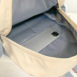 Nylon School Backpack for Women Solid Color Waterproof Daily Bag