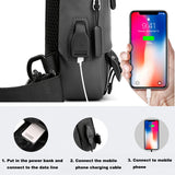 Men's USB Charging Chest Bag Large Capacity Outdoor Shoulder Crossbody Bags