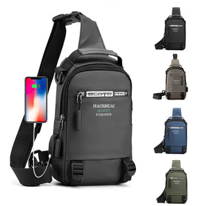 Men's USB Charging Chest Bag Large Capacity Outdoor Shoulder Crossbody Bags
