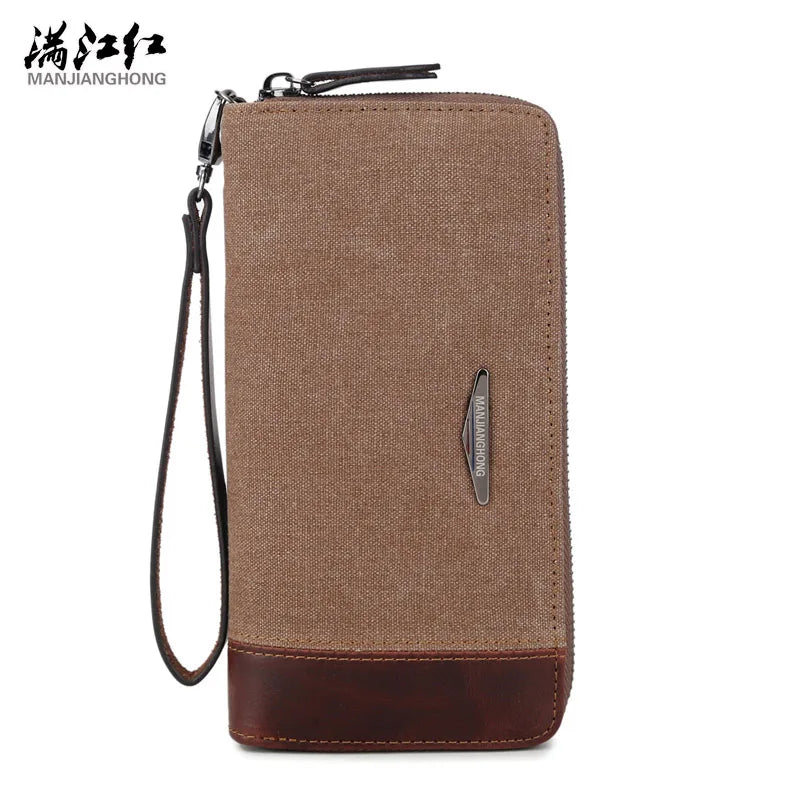 Men's Canvas Long Wallet Multi-Card Business Hand Bag