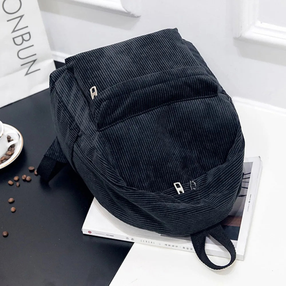 Corduroy Backpack Women School Backpack Teenger Girl School Bags
