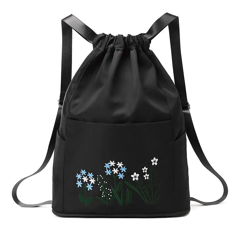Women's Drawstring Backpack Folding Portable Travel Handbag