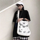 MBTI Butterfly Print Canvas Tote Bag for Girls