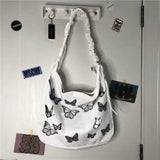 MBTI Butterfly Print Canvas Tote Bag for Girls